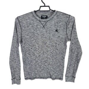 Mens Express Heather Gray Waffle Knit Thermal Shirt Crew Neck Long Sleeve Size M
